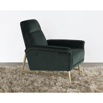 Forest Green Occasional Chair with Gold Brushed Steel Legs 