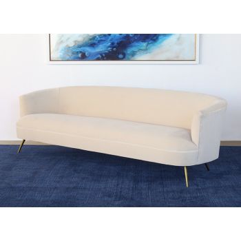 Curved Sofa With Tight Back And Antique Brass Legs