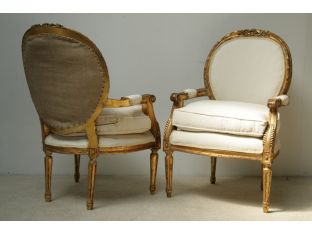 Vintage Louis XVI Arm Chair in Gold Gilt