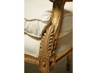 Vintage Louis XVI Arm Chair in Gold Gilt