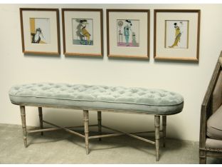 Antique Teal Tufted Bench