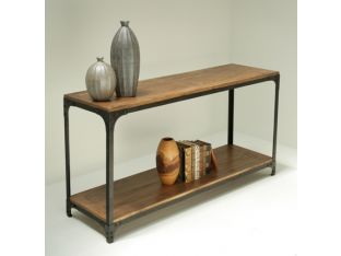 Reclaimed Teak Console with Iron Frame