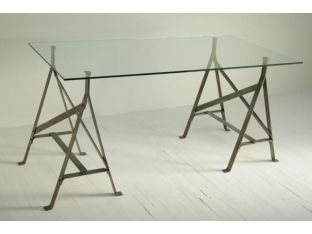 Iron Trestles with Glass Top Desk
