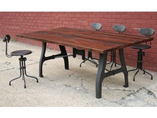 Recycled Cast Iron and Hardwood Dining Table