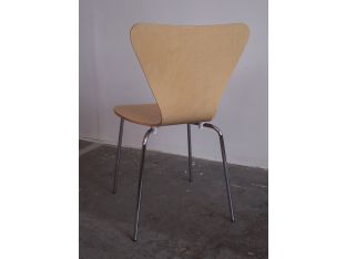 Arne Jacobsen Style Natural Wood Side Chair