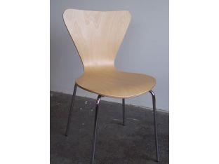 Arne Jacobsen Style Natural Wood Side Chair
