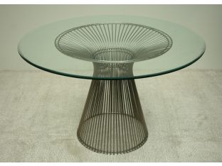 Brushed Nickel and Glass Entry Table