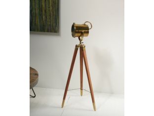 Small Wood and Brass Studio Lamp