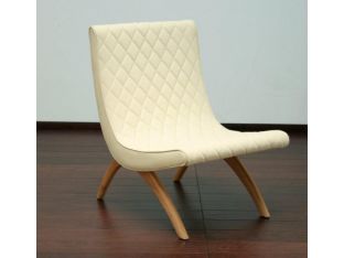 Vintage Ivory Quilted Armless Chair