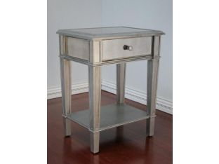 Mirrored Nightstand with One Drawer