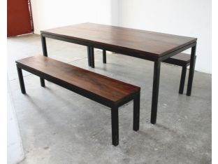 Modern Steel Dining Table with Wood Top
