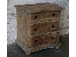 Bleached Pine 3-Drawer Nightstand