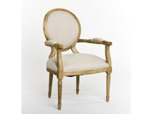 Natural Linen Oval Louis Arm Chair