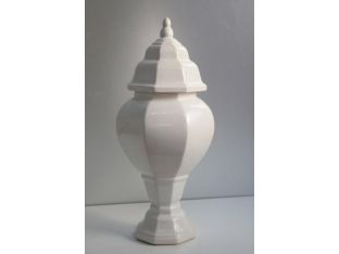 White Shanghai Ceramic Urn with Lid