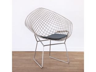 Bertoia Style Chrome Diamond Arm Chair 