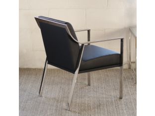 Gray Naugahyde Arm Chair with Chrome Frame