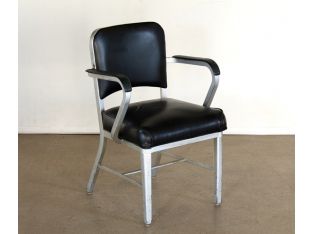 Metal Armchair with Black Vinyl Seat and Back