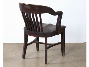 Dark Wood Armchair with Rounded Back