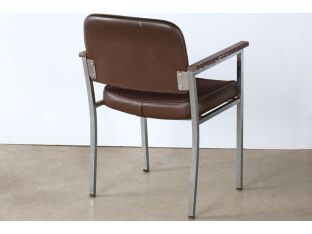 Brown Vinyl & Fabric Waiting Room Chair