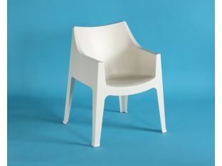 Molded Plastic Stacking Arm Chair in Off White