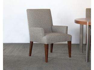 Grey Tweed Armchair with Walnut Legs