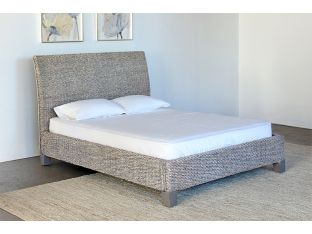 Woven Grass Queen Bed in Gray Wash