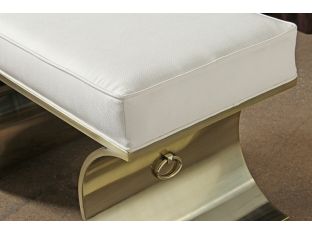 Jet Set Vanity Bench in White Leather with Brass Base