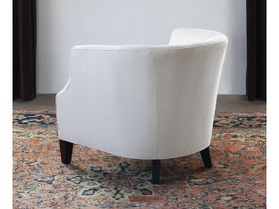 Barrel Back Club Chair in Linato Cream with Black Walnut Legs