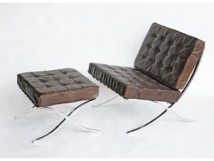 Cigar Leather Barcelona Style Chair