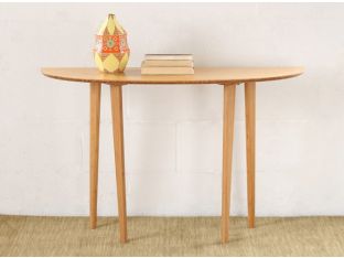 Modern Bamboo Demilune Console Table