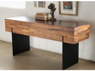 Recycled Wood Block Console Table