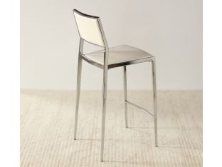 Polished Chrome Counter Chair in White