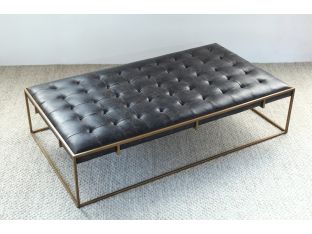 Oxford Ottoman in Antique Brass and Aged Leather