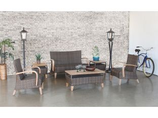 Brown Outdoor Coffee Table With Teak Top