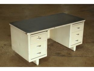 Beige Metal Desk With Gray Top