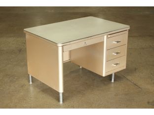 Putty Metal Desk With Beige Top