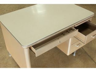Putty Metal Desk With Beige Top