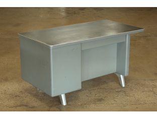 Gray Metal Desk With 3 Side Drawers