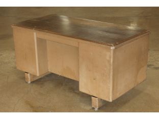 Brown Metal Desk With Woodgrain Metal Top