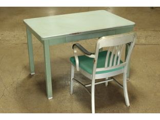 Light Green 4' Metal Table With Green Top