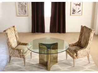 Abbot Round Metal Dining Table With Glass Top
