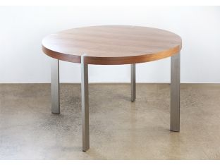Round Walnut Dining Table with Stainless Steel Legs