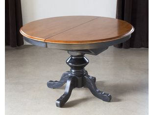 Antique Black Pedestal Dining Table with Maple Top