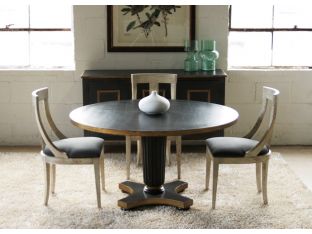 Pedestal Dining Table in Powder Black with Gold