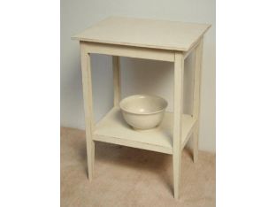 Chelsea Textiles Antique White Gustavian Side Table with Lower Shelf 