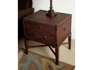 Leather Steamer Trunk End Table