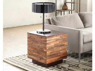 Recycled Wood Block Side Table