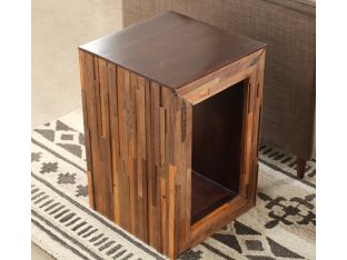 Reclaimed Wood Cutout Side Table
