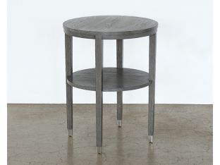 Ash End Table With Brushed Silver Accents