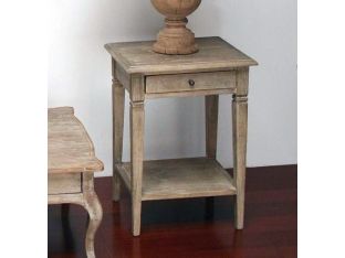 Limed Gray Oak End Table with Drawer